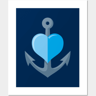 Anchor with Blue Heart Posters and Art